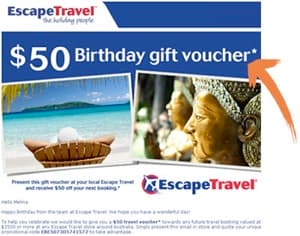 Escape Travel CTA example