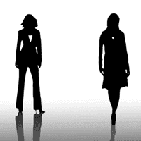 Silhouettes of two women