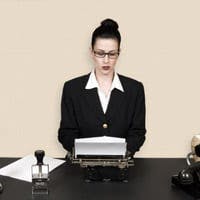 woman on typewriter