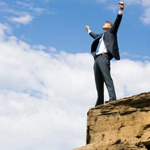 Man celebrating business success