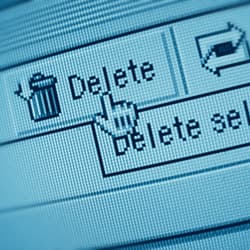 delete button on email account