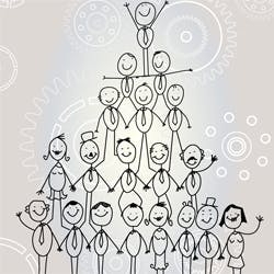 Pyramid of stick figure people