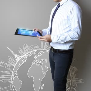 Businessman holding a tablet