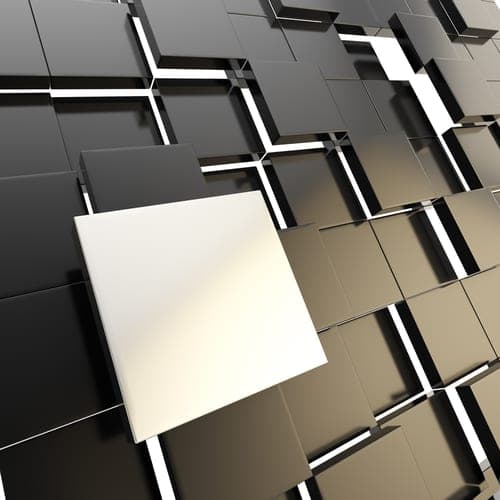 flat white square on 3D black squares