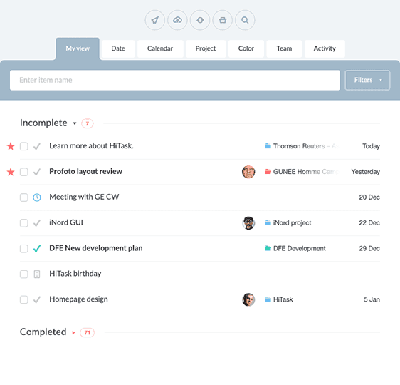 Project Management App - Hitask